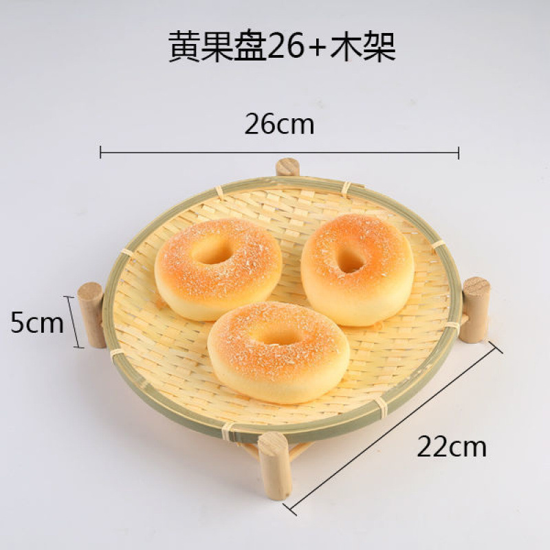 手作りの竹の編み製品の小さい竹のかごの丸い棚は箕のホテルのレストランの間食の果物のお菓子の皿のマントーのかごを振りかけます。|undefined