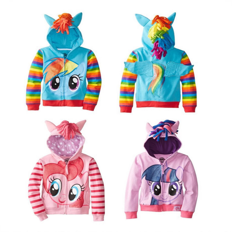 Children's Jacket 2023 New Children's Printed Jacket Foreign Trade Girls Rainbow Pony Sweatshirt Hoodie