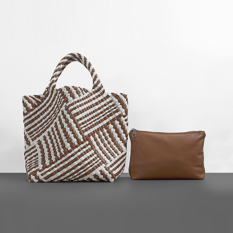 Bolso de cubo de cuero suave, bolso de tote tejido, bolso grande europeo y americano, bolso transfronterizo de comercio exterior de Amazon, bolso de canasta de verduras