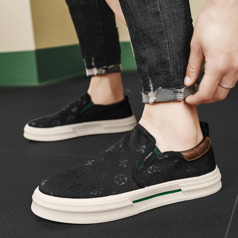 Zapatos de hombre en nombre del cabello, tendencia baja de primavera y verano, todo fósforo, zapatos blancos casuales al aire libre, cómodos y transpirables, zapatos perezosos