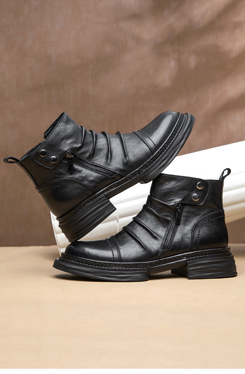 Men's Boots High Top Leather Workwear Winter Casual Mid Top Casual