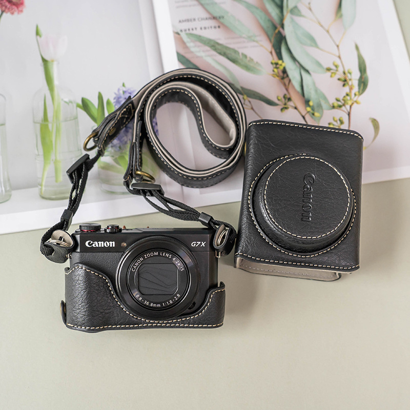 CANON G7X2 카메라 가방 G7X3 보호 케이스 빈티지 녹색 LITCHI PU 가죽 케이스 액세서리에 적합한 대외 무역 국경 간