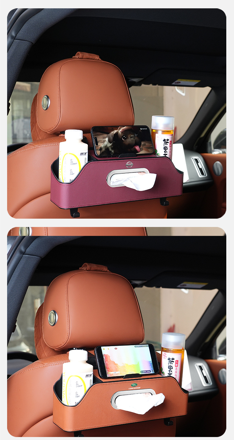 Car Multi-function Storage Box Car Tissue Box Water Cup Holder Storage Box Storage Bag Car Seat Back Storage Box