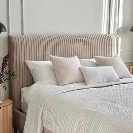 丝绒布艺床双人主卧法式复古现代奶油双人床网红床小户型1.2米床