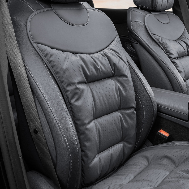 Nappa Leather Summer, Qìchē Seat cushion, seat cover - premium-black-nappa-leather-perforated-non-slip-breathable-backrest-cushion-2-piece-set