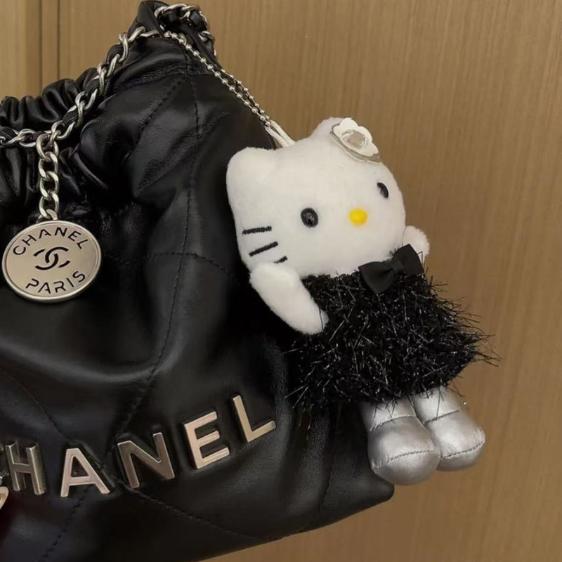 黑色闪裙hello kitty挂件哈喽包包玩偶书包挂饰公仔钥匙毛绒hallo|undefined