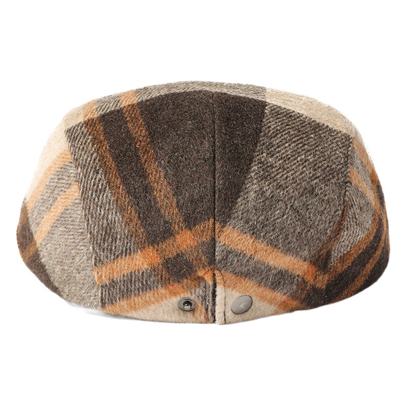 Plaid casquillo enarbolado otoño y el invierno de lana hacia adelante sombrero artístico retro sombrero de los hombres y las mujeres boina Amazon sombrero
