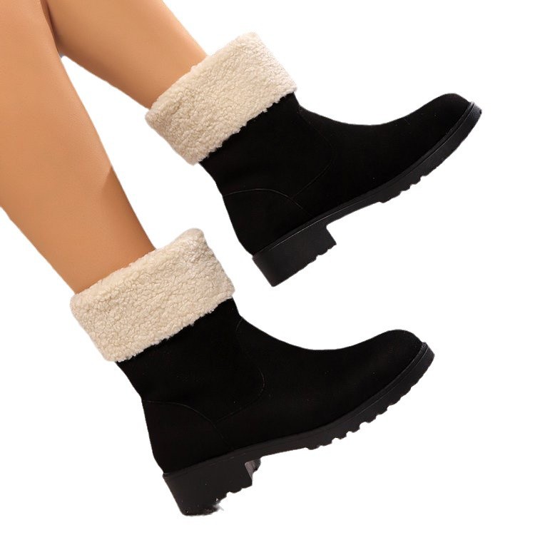 Large-size snow boots female fall and winter new cotton boots female cotton shoes_voghion.com