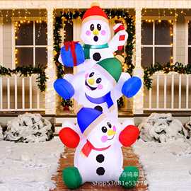圣诞节礼物拐杖糖堆叠造型的多彩雪人充气摆件圣诞树道具创意装饰