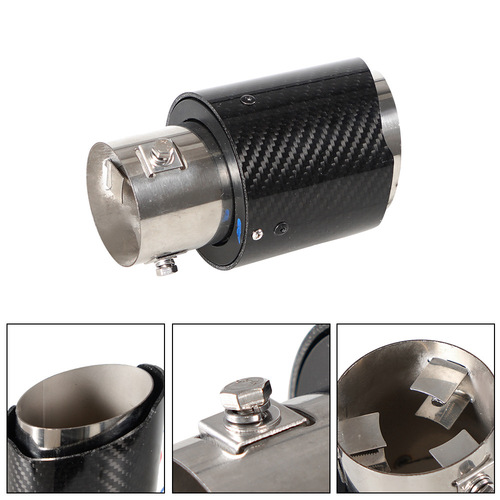 eBay cross-border carbon fiber luminous tail throat with high temperature resistant LED light modified car exhaust pipe fire-breathing tail throat