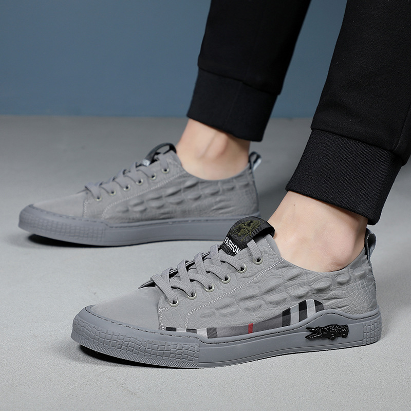 速卖通2021男士鳄鱼纹透气防臭冰丝布鞋时尚休闲懒人一脚蹬板鞋男|ms