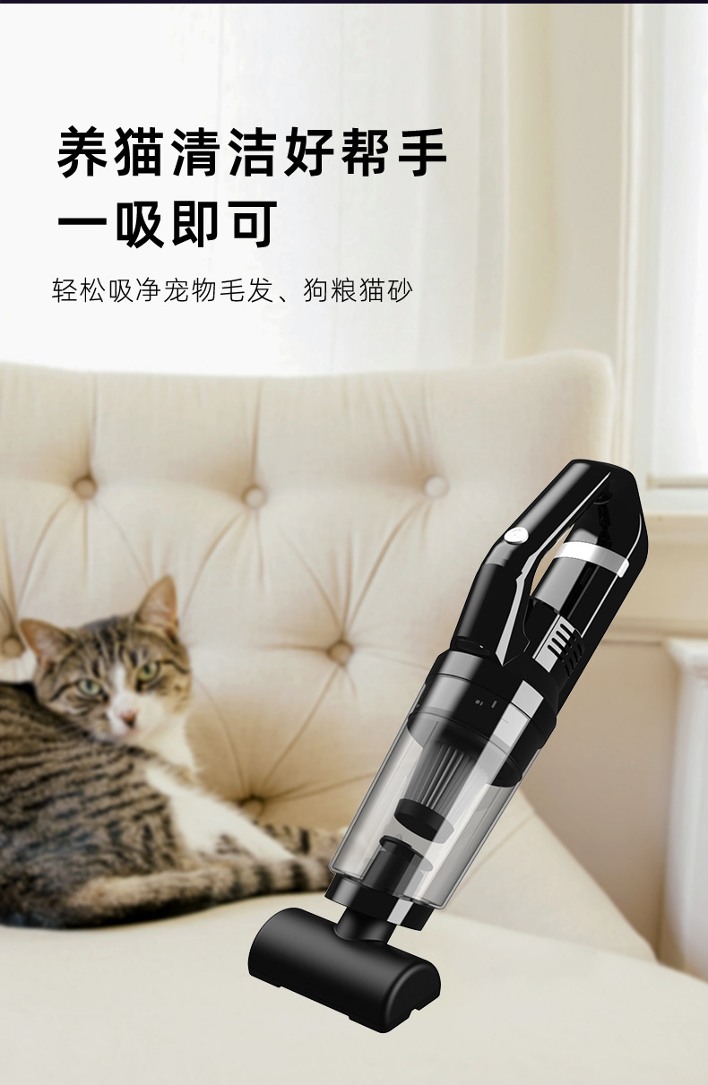 Handheld Vacuum Cleaner Household Car Wireless Small Bed Mite Removal Large Suction Powerful Pet Hair Suction Dual-purpose Belt Lamp