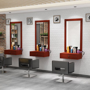 Hairdresser mirror hair salon mirror table cabinet integrated wall-mounted barber shop hairdressing mirror wall-mounted mirror
