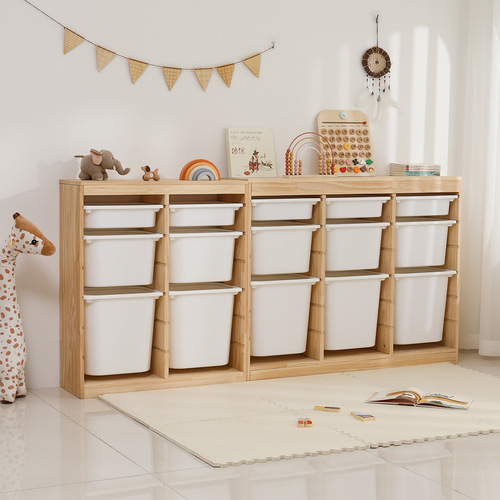 Sch ufat Toy Storage Cabinet Solid Wood Living Room Wall-mounted Large Capacity Toy Cabinet Baby Display Cabinet Montessori Children