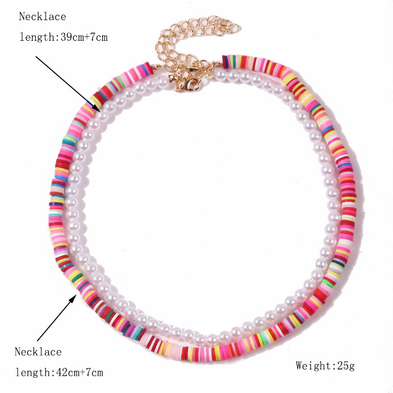 Bohemian Hand-woven Pearl Soft Ceramic Multilayer Necklace Creative Color Jewelry display picture 1