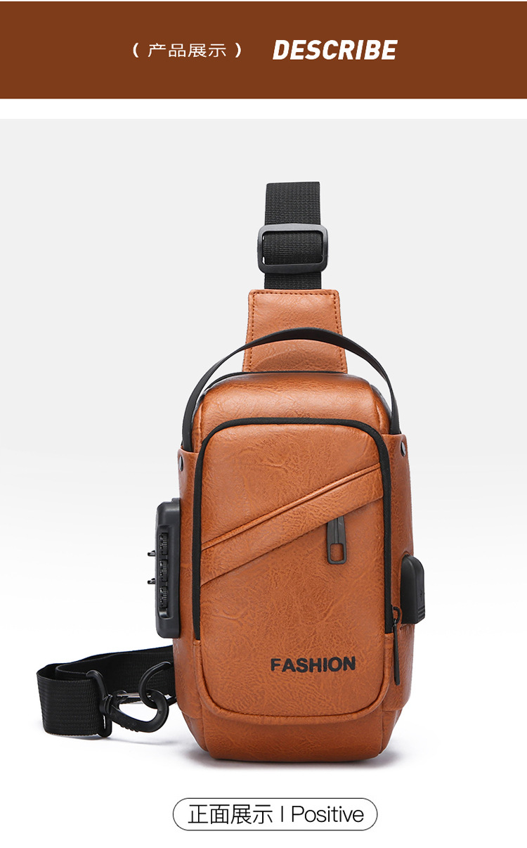 Men's chest bag, casual water-repellent single-shoulder crossbody bag, men's high-end outdoor travel bag, cycling bag, storage bag undefined