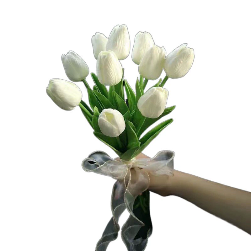 Korean-style simulated tulip bouquet, hand-held wedding/ceremony prop, multi-count LED and non-LED options