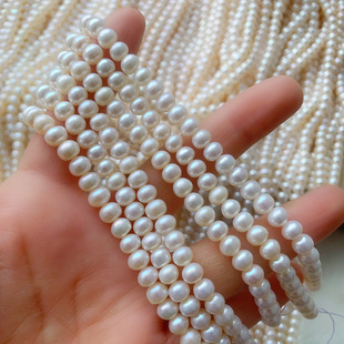 Pearl necklace semi-finished 6-7mm freshwater seedless girl wind four-sided round bead type basic flawless mother chain