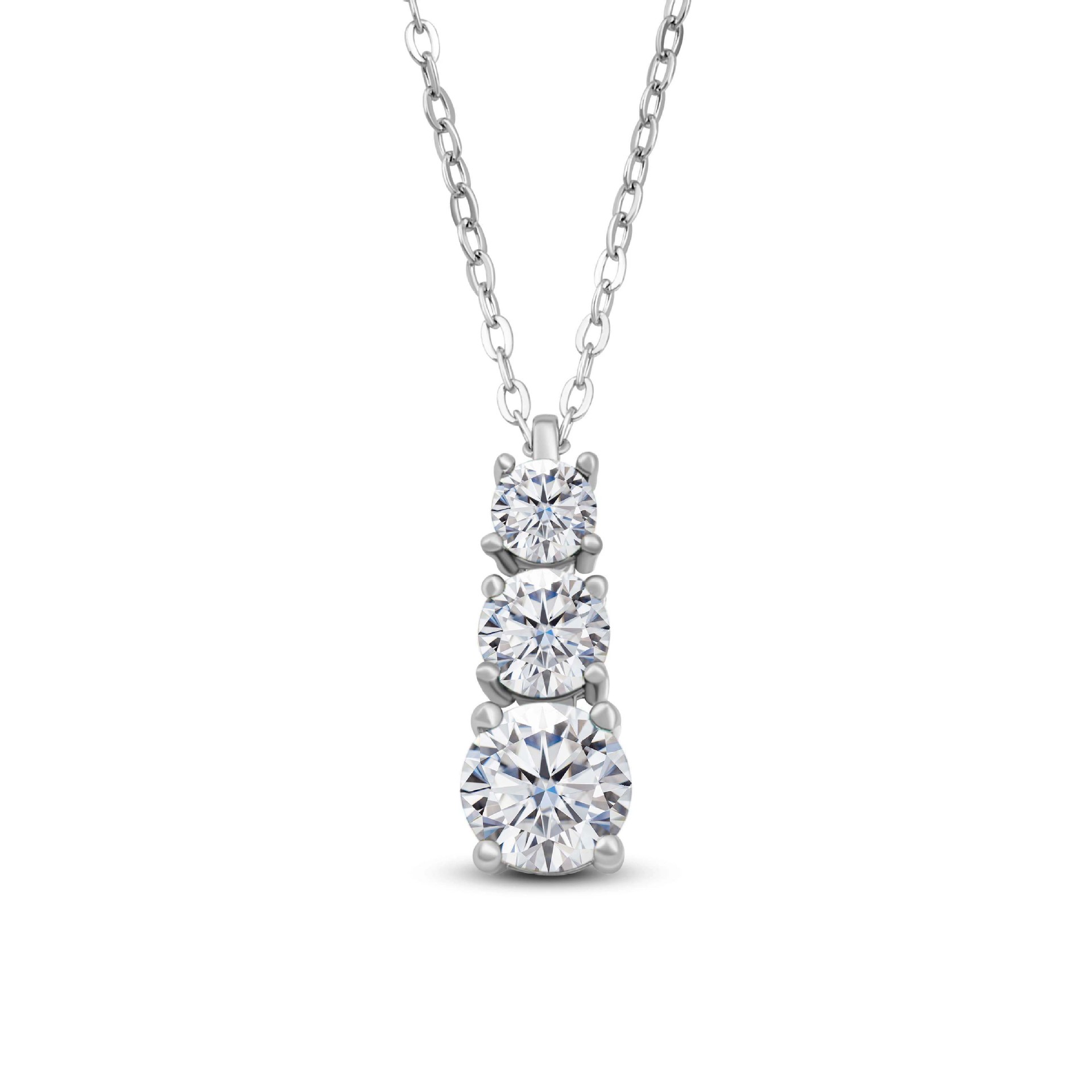 Colgante de plata esterlina s925 mujer triángulo ligero de lujo 1.8 quilates colgante de piedra de moissan collar de diamante de moissan D