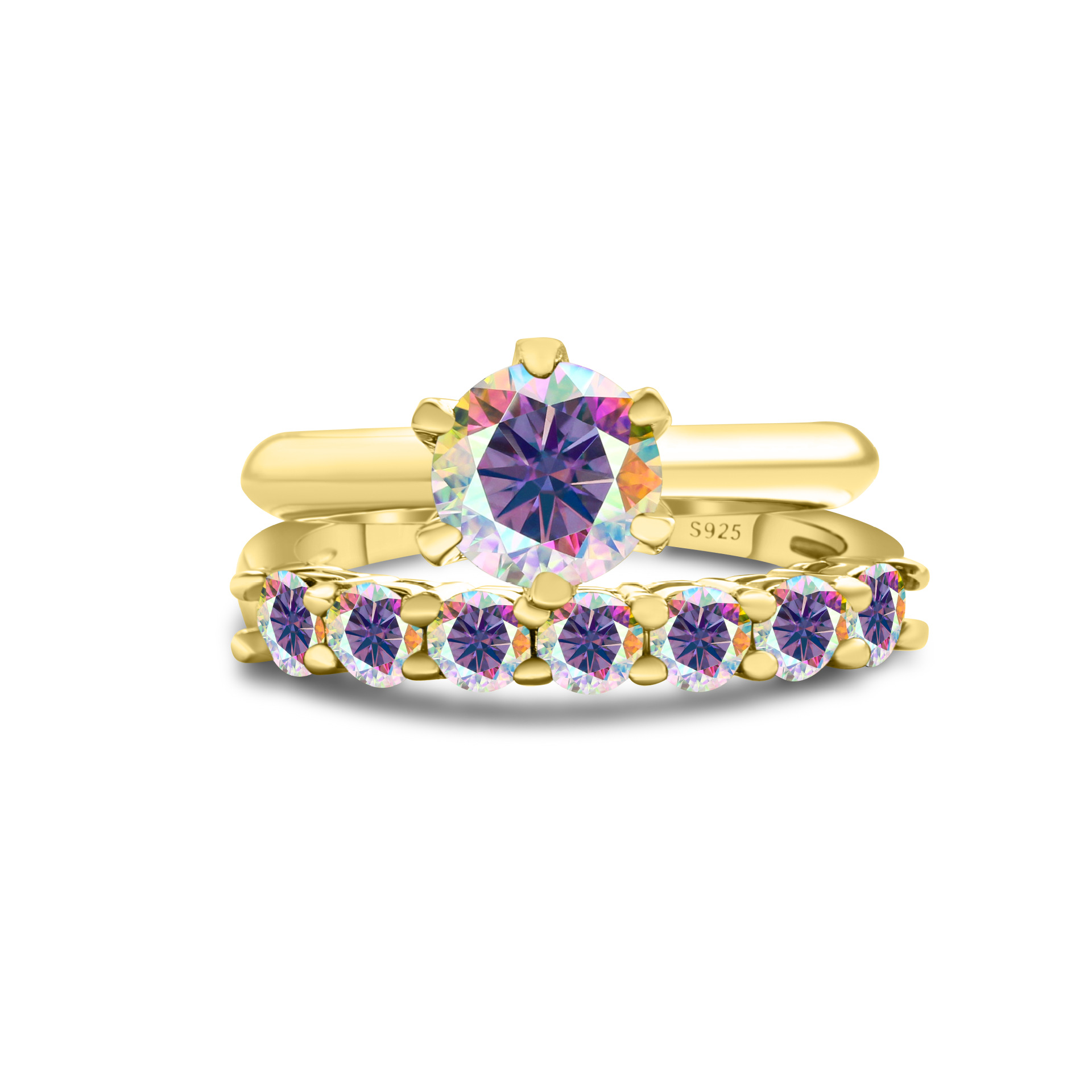 1.7CT anillo de piedra de moissanita oro S925 plata de moissanita conjunto con certificado GRA