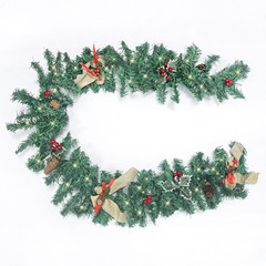 国境を越えた新製品グリーンpvcクリスマス装飾藤条1.8メートルランプ付きクリスマス藤条花輪diyホテル装飾