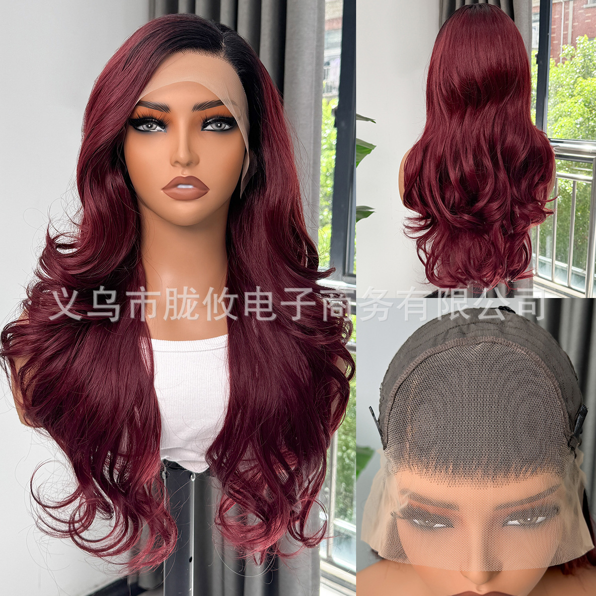 Frente transfronteriza de encaje pelucca pelucca negra tejida a mano 13 * 4 pelucca de cabello largo negro pelucca de cabello para mujeres image 47