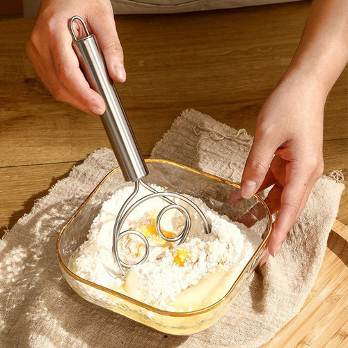Stainless steel egg beater manual flour mixer milk frother household small milk beater commercial flour mixing stick
