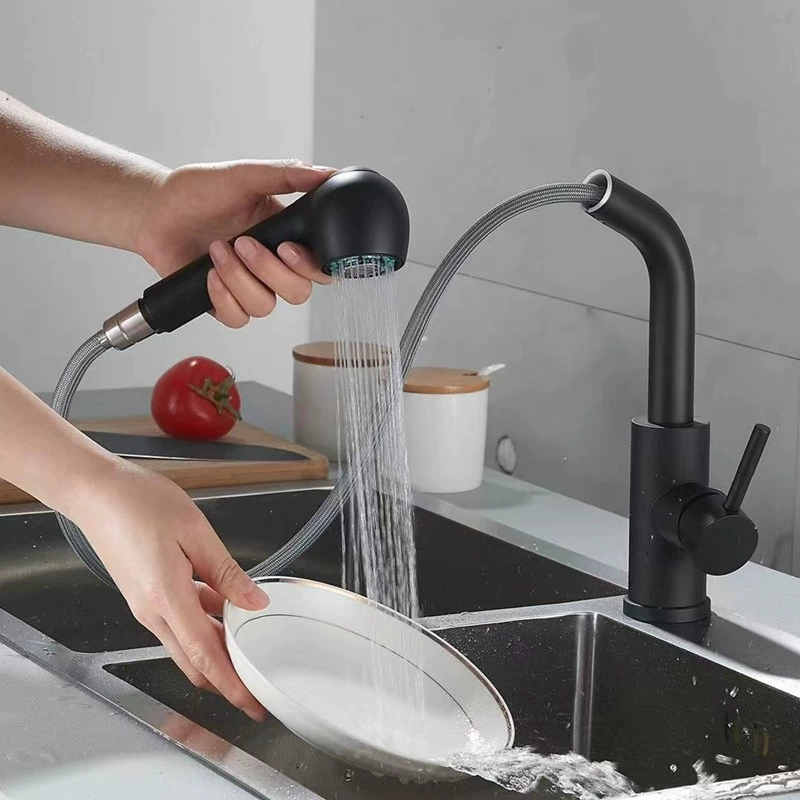 Черный насосный кран горячей и холодной воды для кухни, насосный кран для бака бассейна двойной функции, ведро с дымом, голова дракона, покраска, электро-латунь