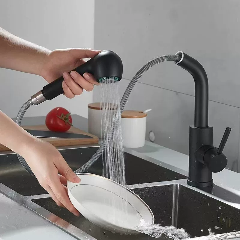 Черный насосный кран горячей и холодной воды для кухни, насосный кран для бака бассейна двойной функции, ведро с дымом, голова дракона, покраска, электро-латунь