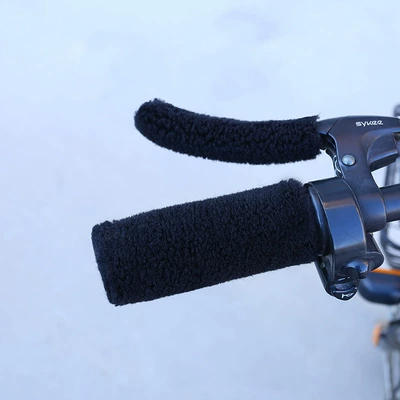Particle Cold Protection Winter Tongpei — Motorcycle Handle Cover - one-size-fits-all-thickened-granular-velvet-black-2-handlebar-covers-2-handbrake-covers