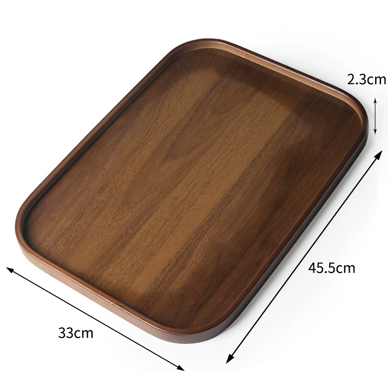 Creative Walnut Wood Serving Set: Rectangular Dinner Plate & Teacup Tray, Internet Celebrity Favorite