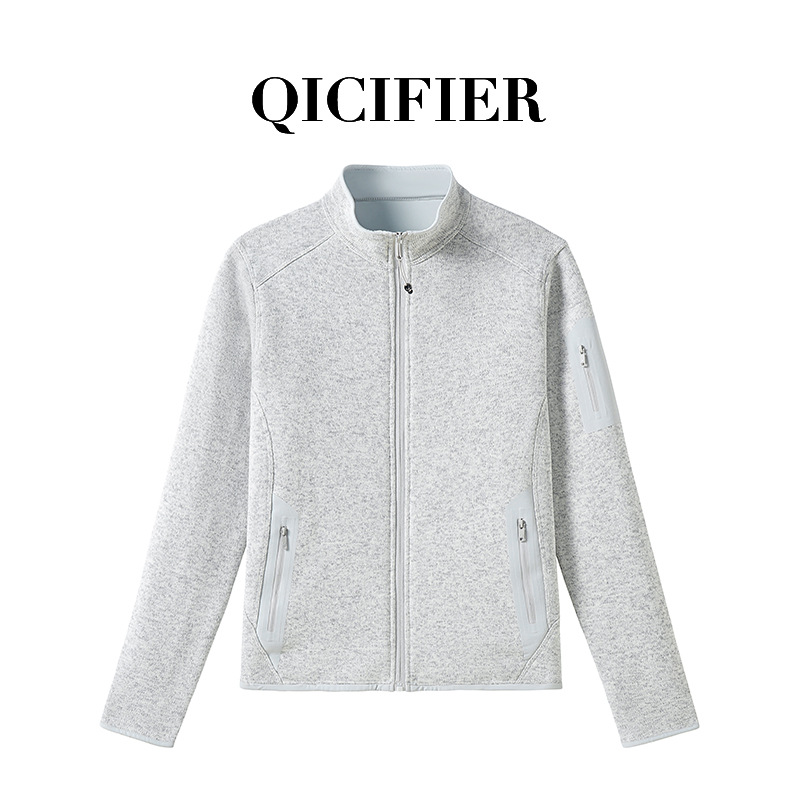 Qcfe Autumn and Winter Small Stand-Up Collar Sports Jacket Women's Jacket Casual Outing Wear Slim Yoga Jacket 5225