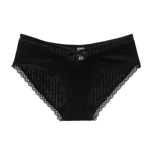 Japanese-style thread underwear girl's pure cotton low waist lace edge hollow breathable cross strap triangle pants women 