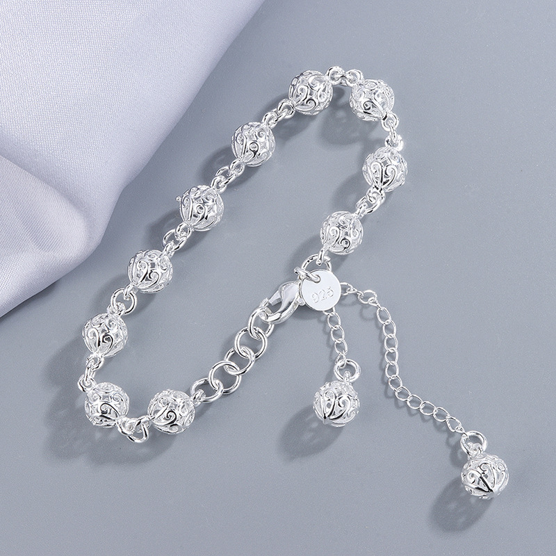 Silver Bracelet 999 Silver Plated Women's Jewelry Best Friend Bracelet Ins Female Student Korean Version Retro Engravable Birthday Gift for Women