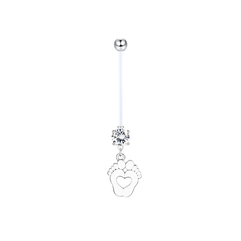 Piercing de nombril de grossesse avec sequins acryliques et tige uv_voghion.com