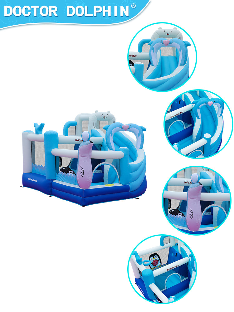 Doctor Dolphin | Castillo para niños pequeño castillo doméstico castillo inflable para niños combinación de toboganes inflables castillo interior