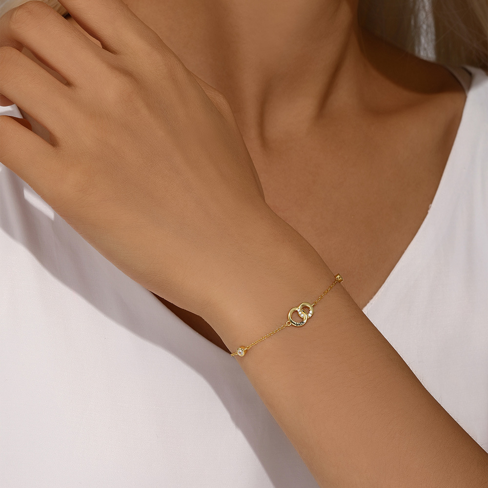 Zircon Inlay Material 925 Sterling Silver Bracelets Simple Style