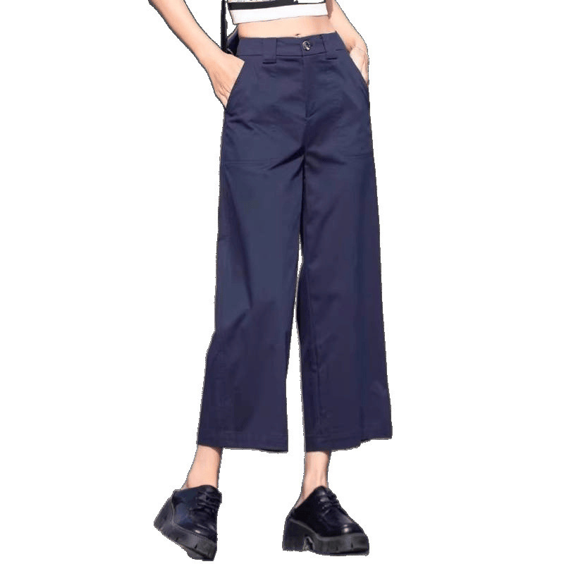 女性用ワイドレッグパンツ、夏用薄手スリムハイウエストストレートパンツ、小柄な人向け、ゆったりカジュアル9点パンツ|undefined