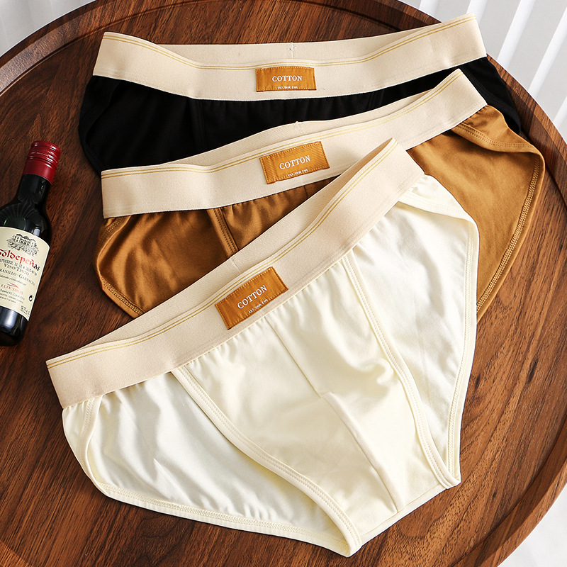 Men's Underwear Men's Pure Cotton Comfortable Breathable Skin-Friendly Briefs Fashion Trend Simple Solid Color Mid-Waist Briefs