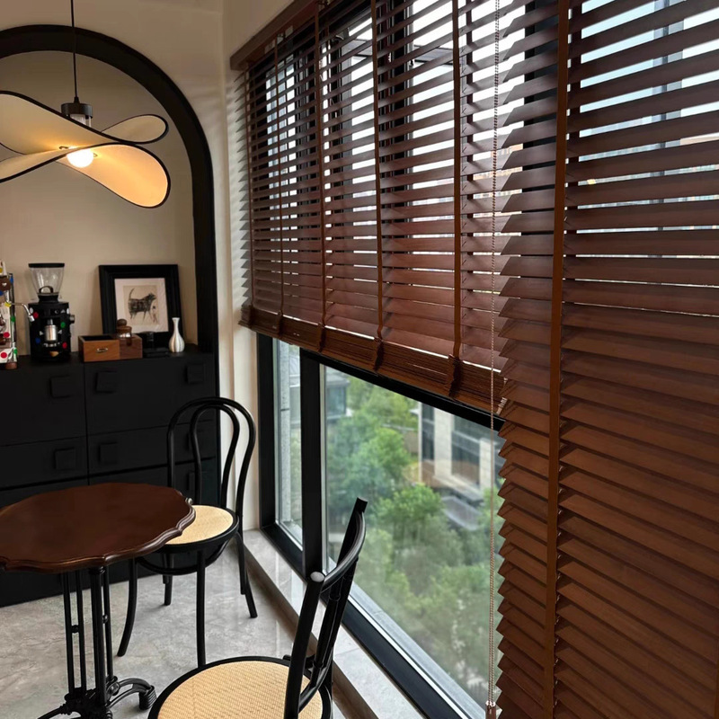 Solid Wood Blinds Office Living Room Balcony Study Blackout Sunshade Bedroom Retro Wooden Blinds
