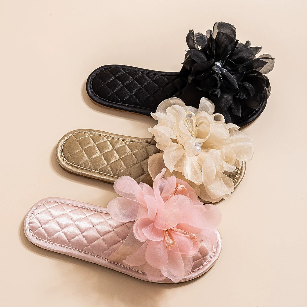 Ледяные тапочки слово жемчужные шифоновые гортензии тапочки приданое лето новый атласный модные тапочки