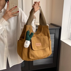 Student casual canvas bag women's 2024 spring new trendy Korean version tote bag Korean version large capacity armpit bag