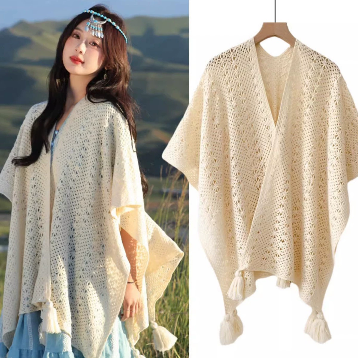 Summer solid cloak, trench coat, woolen universal scarf, western style