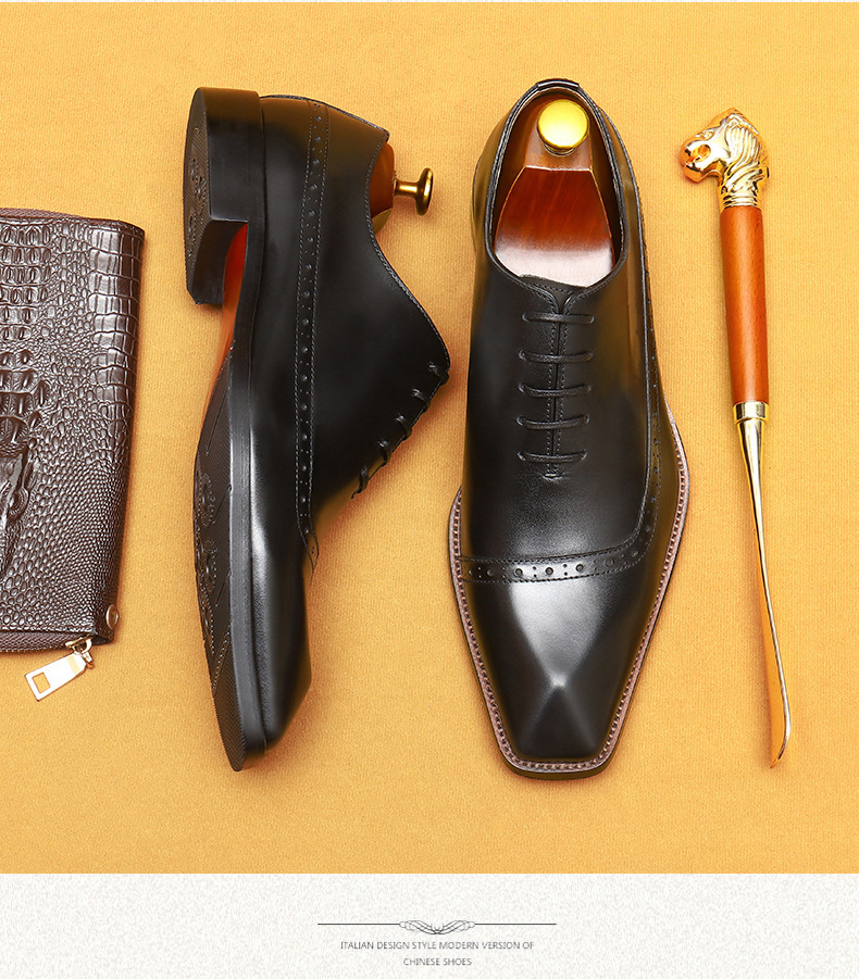 Cross-border E-Commerce Foreign Trade Leather Shoes men's Leather British Brock Carved Business Dress Oxford Shoes men shoe_vogvips.com