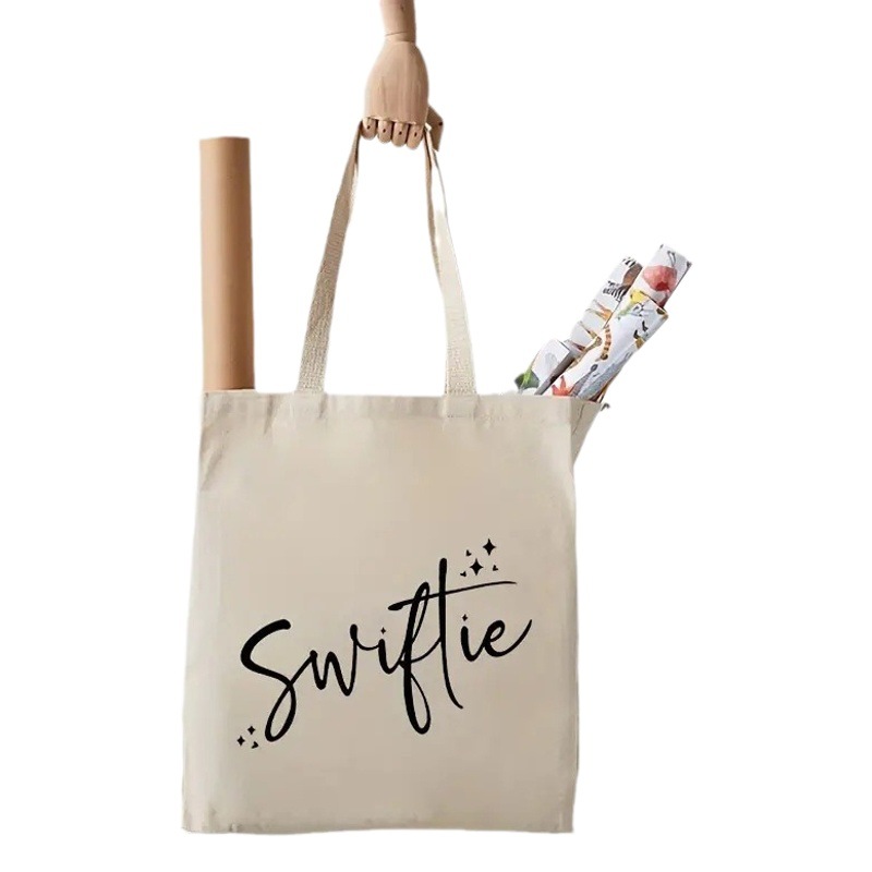 Inglés letra canción impresión bolsa de lona bolso de hombro plegable bolso de compras Amazon Venta caliente comercio exterior
