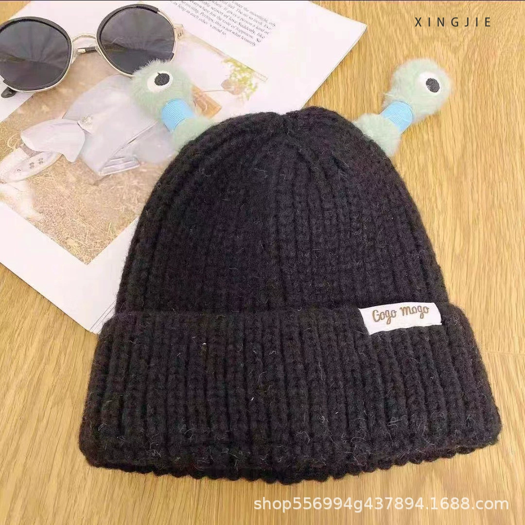  cartoon knitted woolen children's demi-season monster, funny keep warm knitted hat, family style