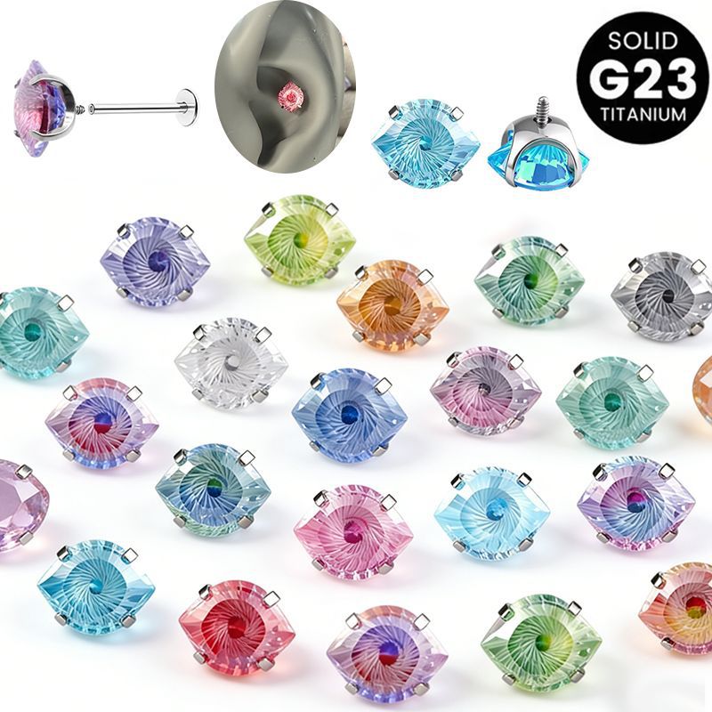 F136钛合金养耳恶魔之眼耳钉0.9牙口内螺旋耳骨耳蜗钉唇钉替换头