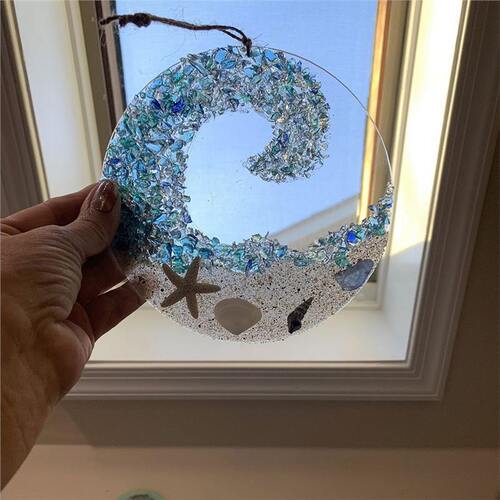 Sea Glass Suncatcher Beach Wave Romantic Acrylic Flat Home Decor