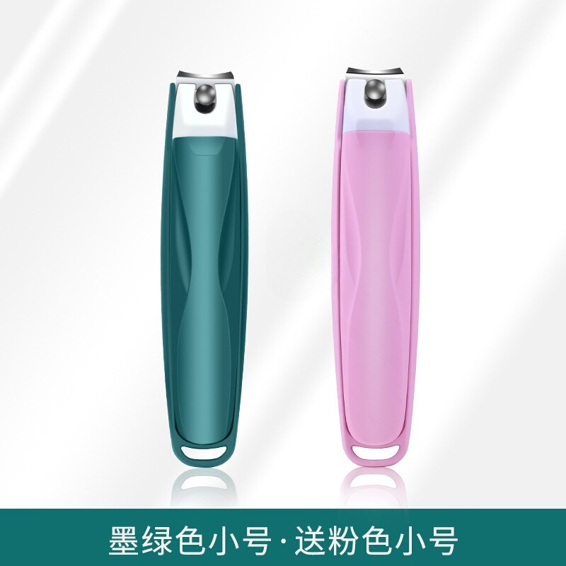 Clippers de uñas de tamaño pequeño verde oscuro + cortaúñas de tamaño pequeño rosa