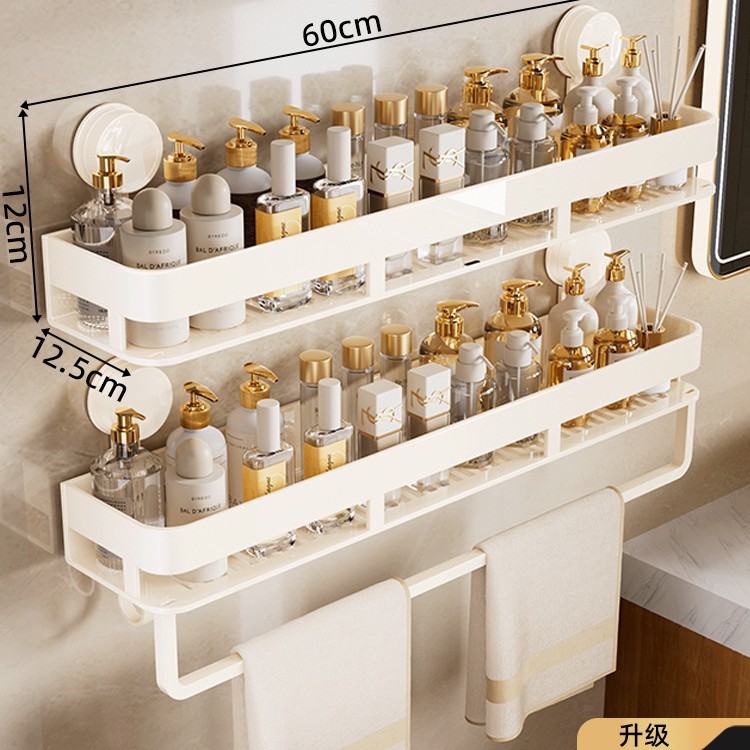 밀크 화이트 [더블 레이어 - 후크 및 막대 포함] 업그레이드 및 탈부착 가능丨 마음대로 위치 변경 가능 60CM